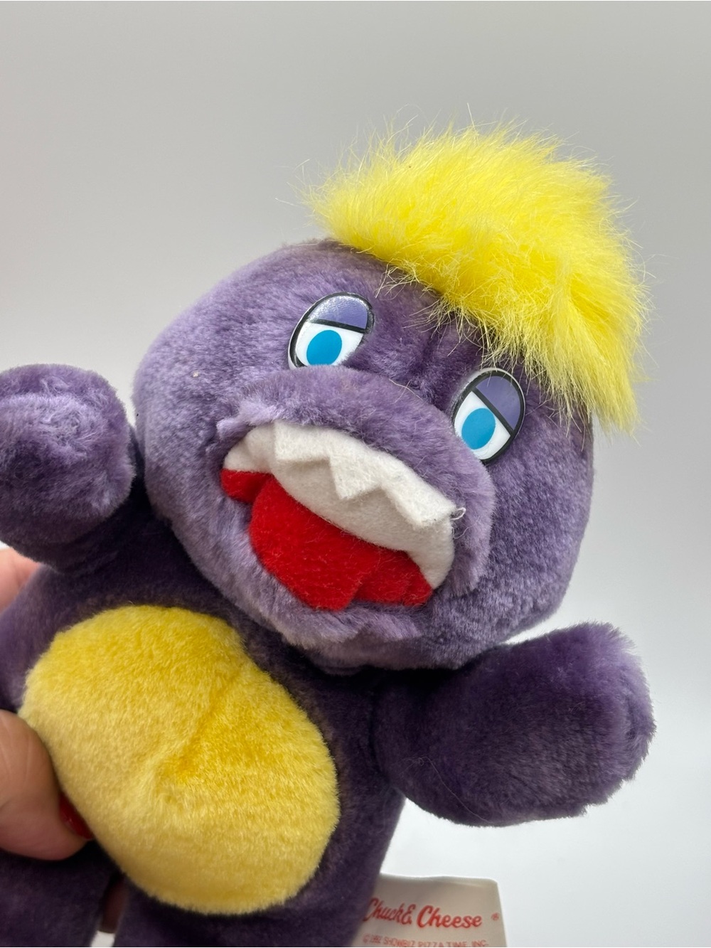 Vintage Chuck E Cheese Mr. Munch Showbiz Pizza Plush Stuffed Toy Purple 1992